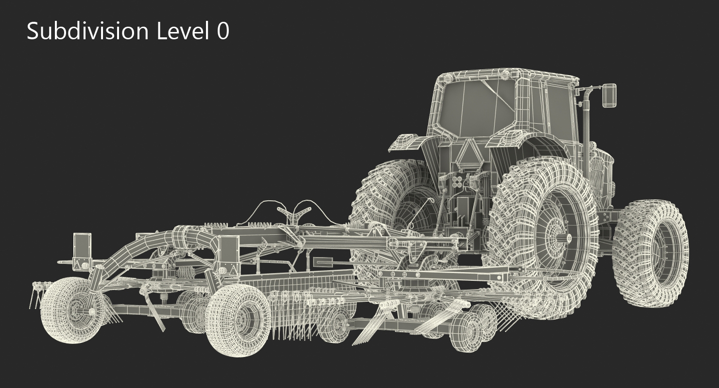 Tractor with Twin Rotary Rake Generic 3D