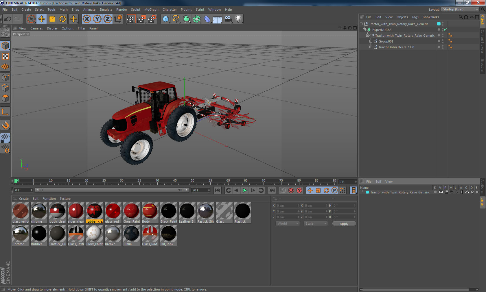 Tractor with Twin Rotary Rake Generic 3D