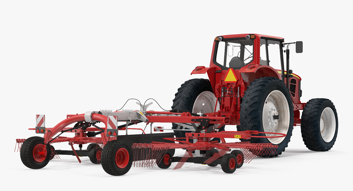 Tractor with Twin Rotary Rake Generic 3D