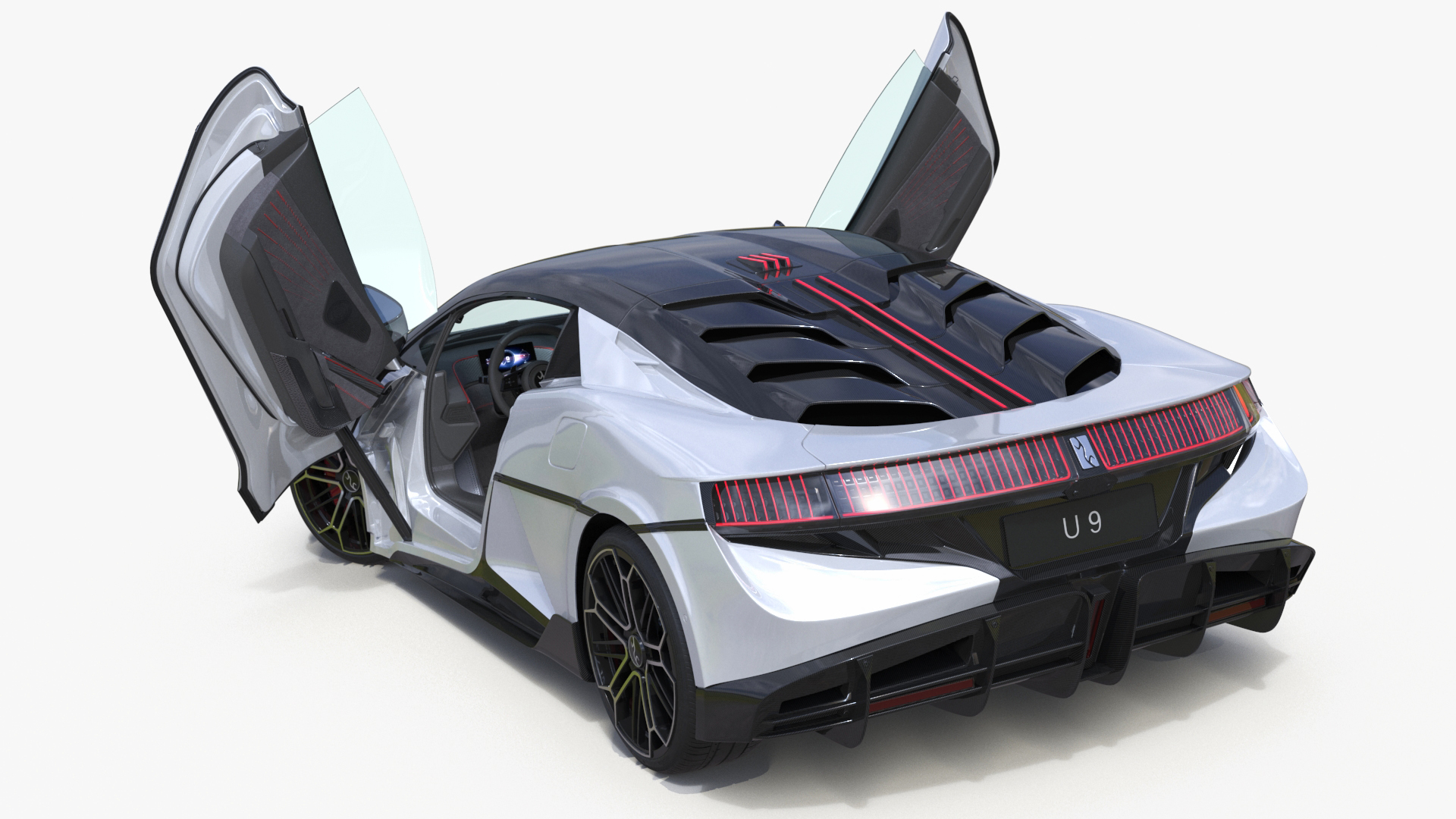 3D BYD Yangwang U9 Silver Supercar Rigged model