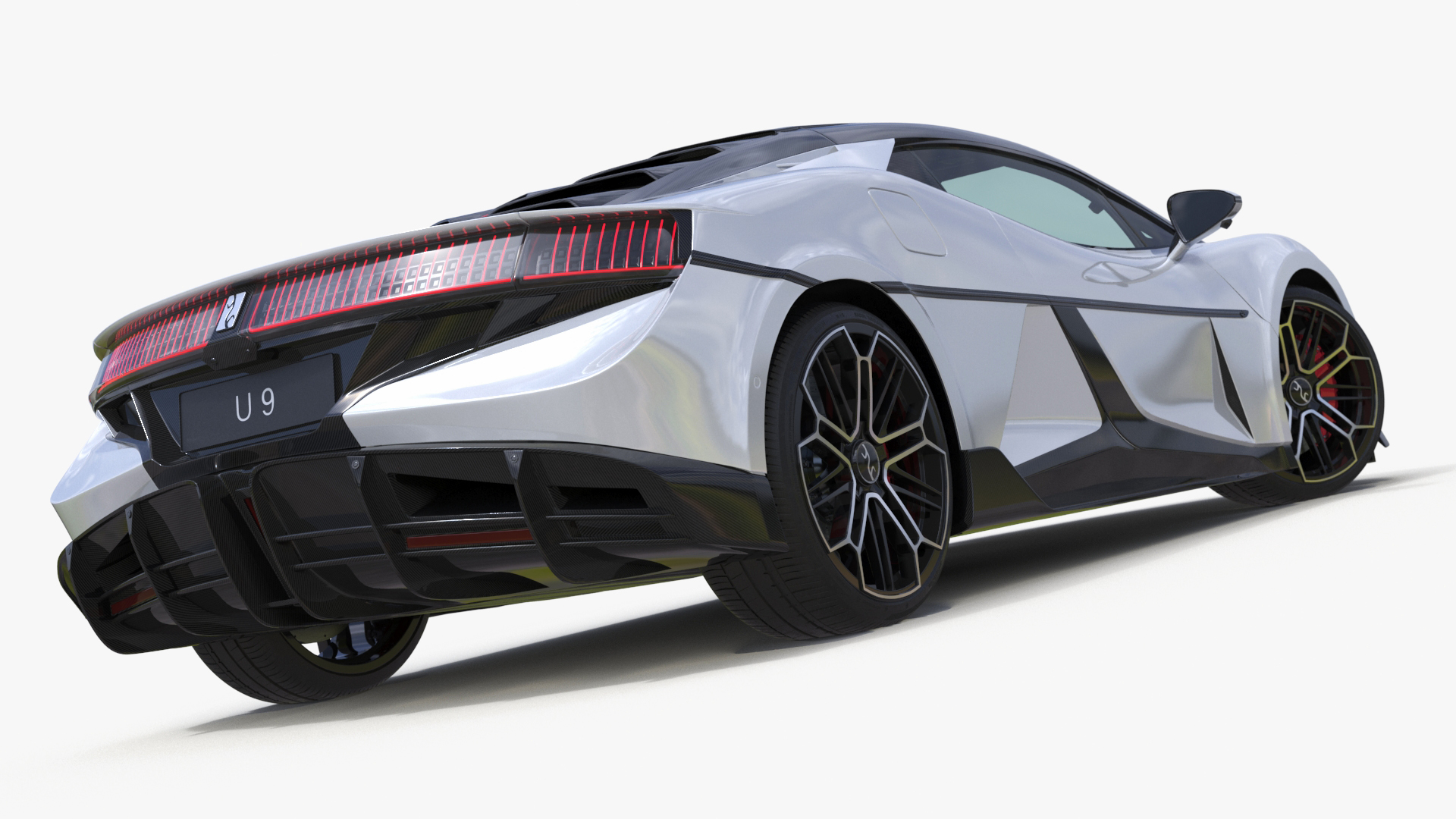 3D BYD Yangwang U9 Silver Supercar Rigged model
