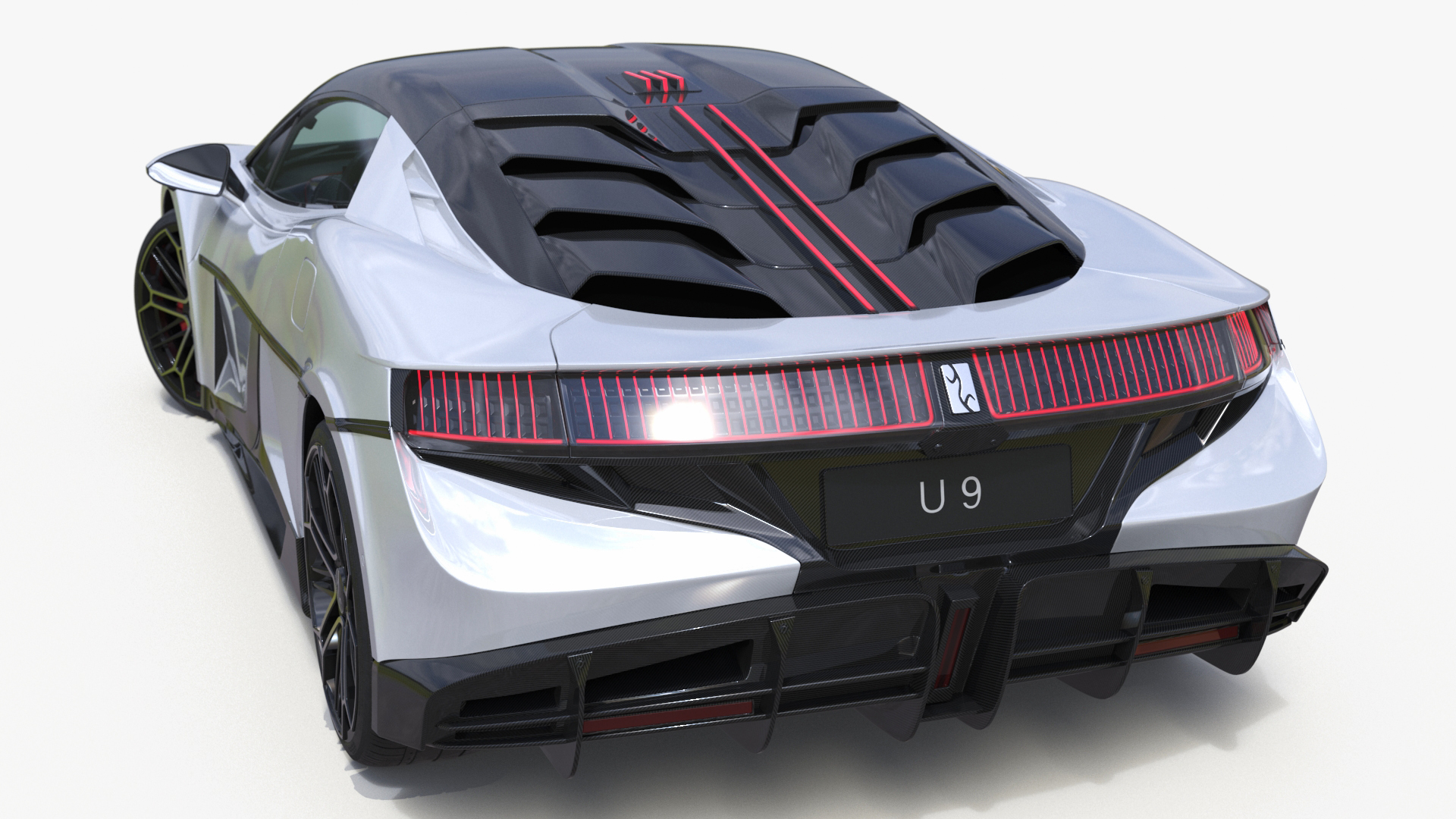 3D BYD Yangwang U9 Silver Supercar Rigged model