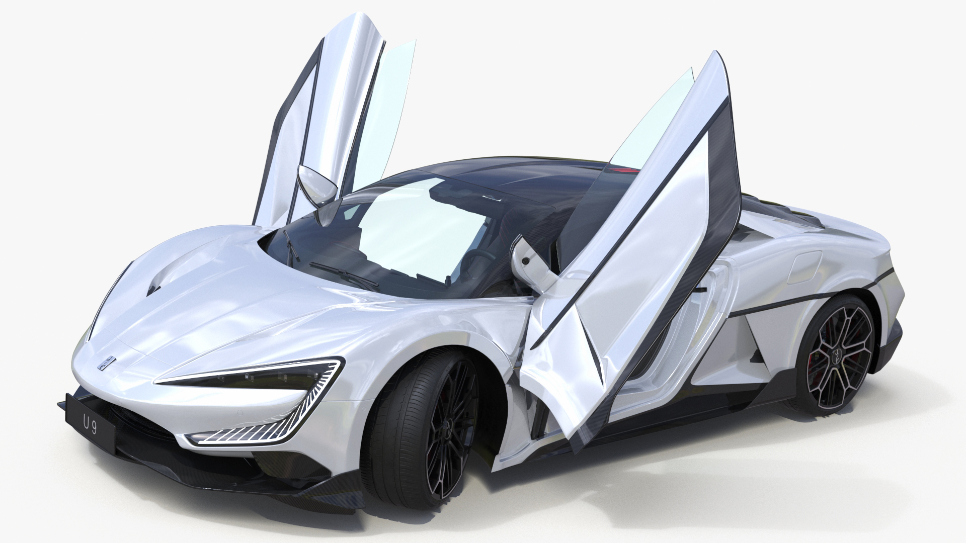 3D BYD Yangwang U9 Silver Supercar Rigged model