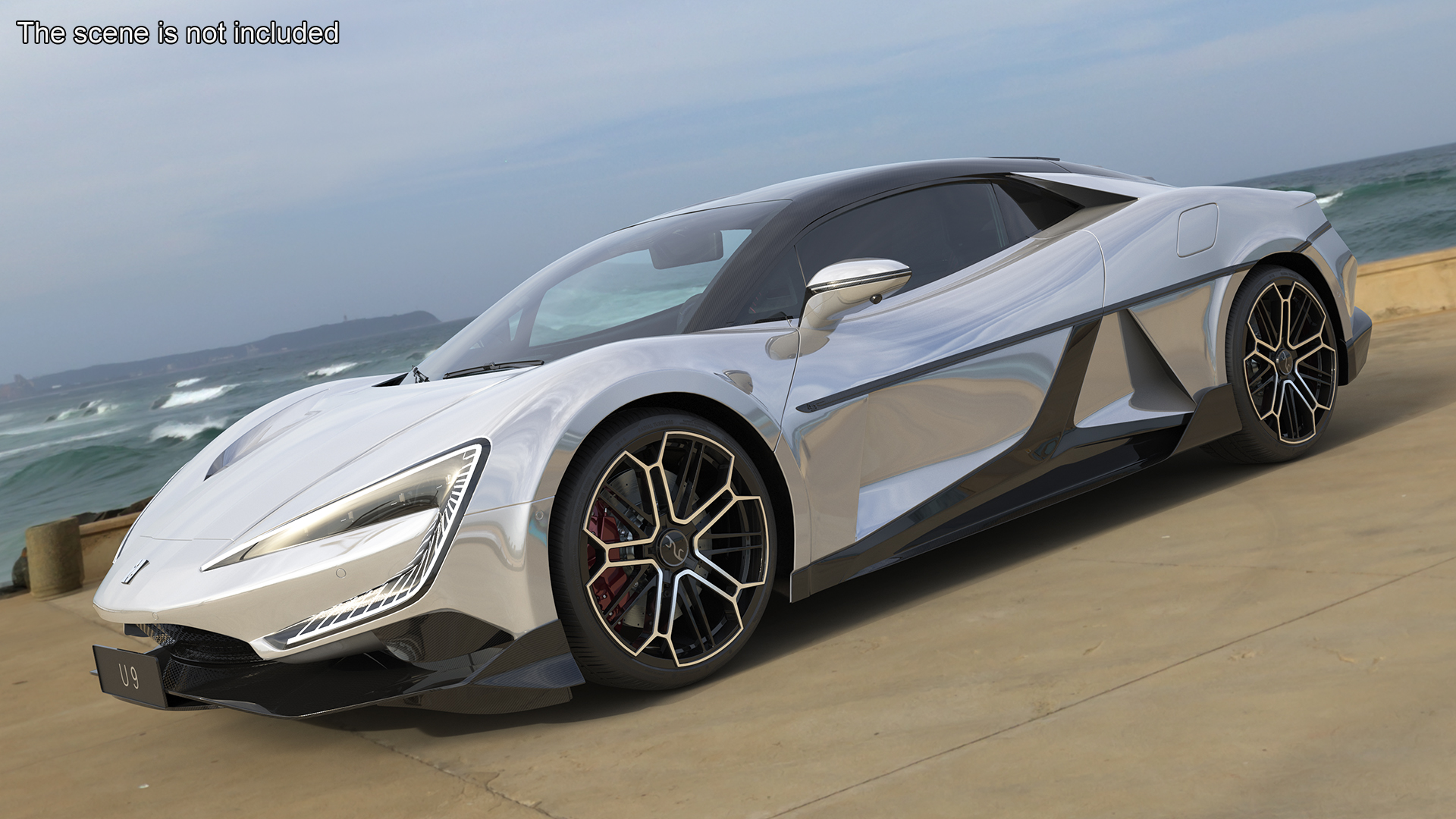 3D BYD Yangwang U9 Silver Supercar Rigged model