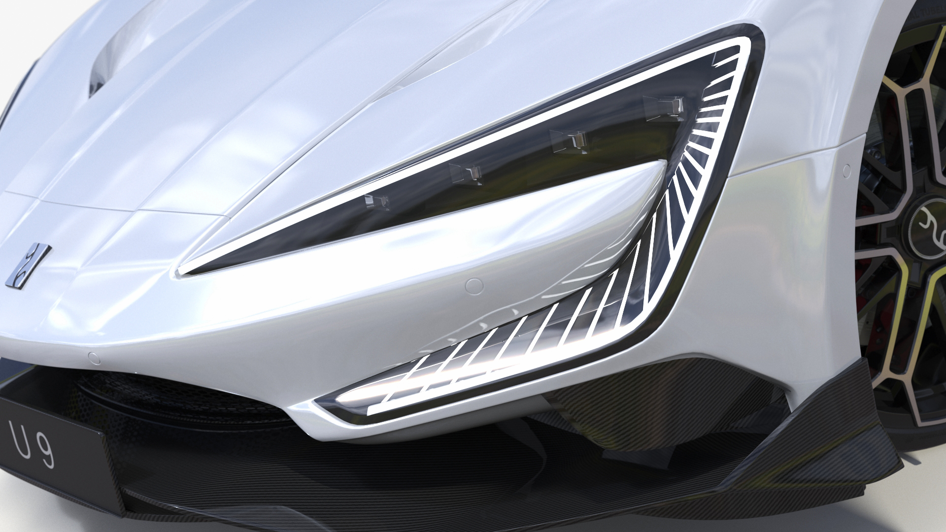 3D BYD Yangwang U9 Silver Supercar Rigged model