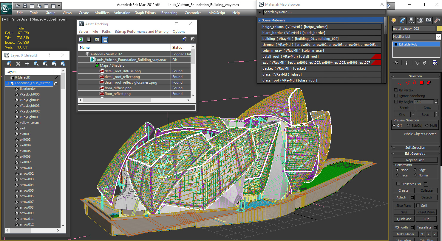 3D Louis Vuitton Foundation Building model