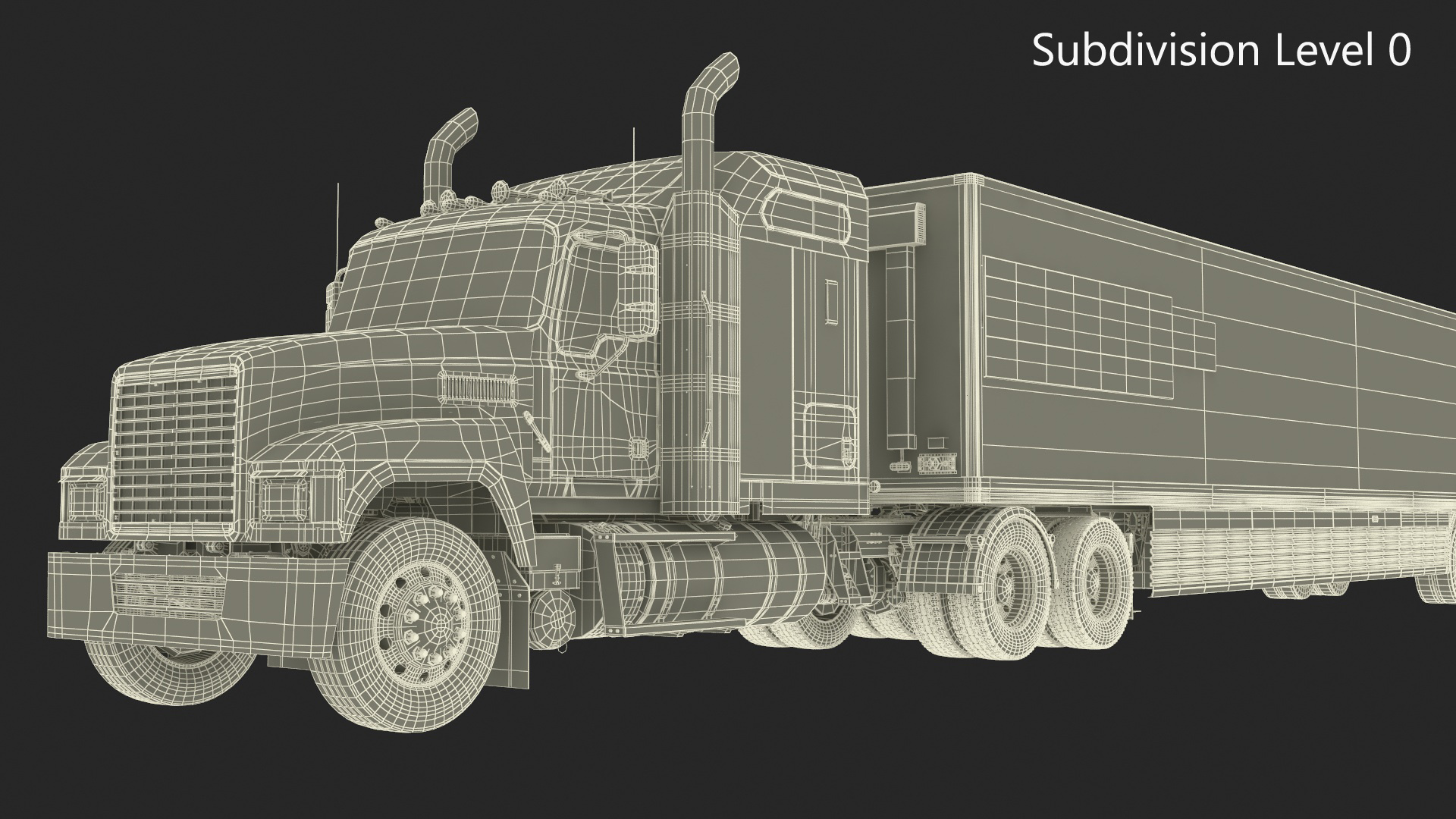 3D Freight Truck with Futuristic Trailer Rigged for Maya model