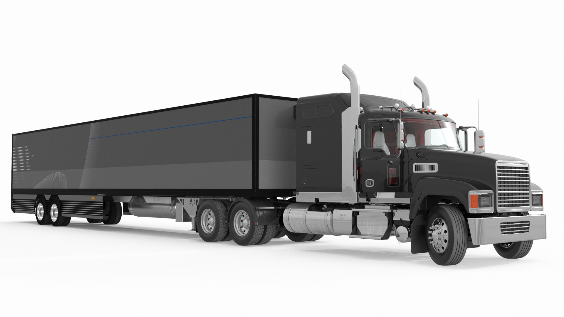 3D Freight Truck with Futuristic Trailer Rigged for Maya model
