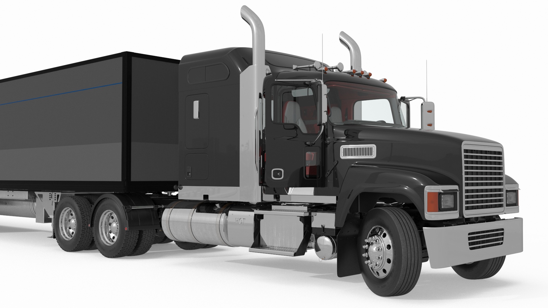 3D Freight Truck with Futuristic Trailer Rigged for Maya model