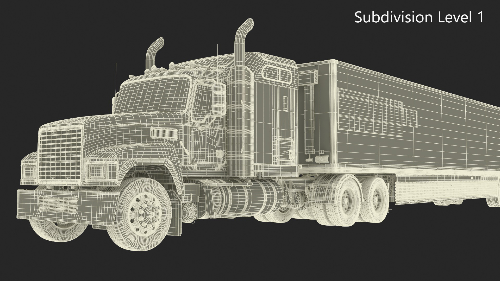 3D Freight Truck with Futuristic Trailer Rigged for Maya model