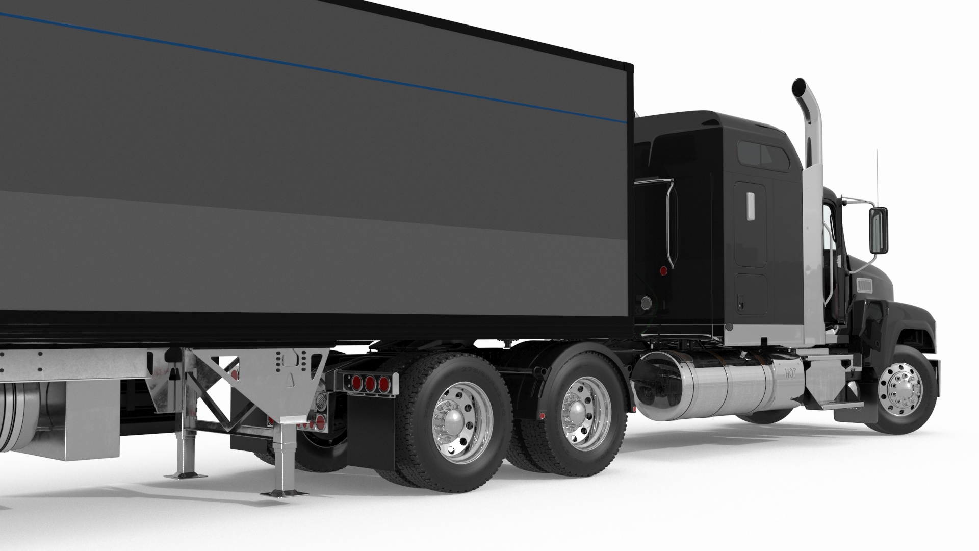 3D Freight Truck with Futuristic Trailer Rigged for Maya model