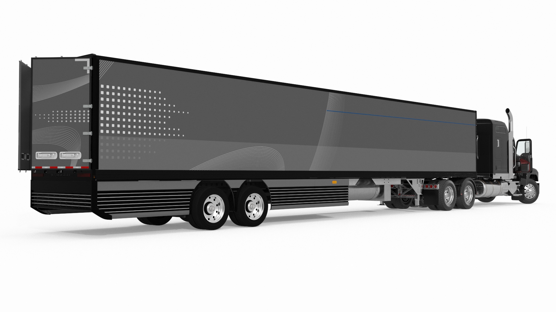 3D Freight Truck with Futuristic Trailer Rigged for Maya model