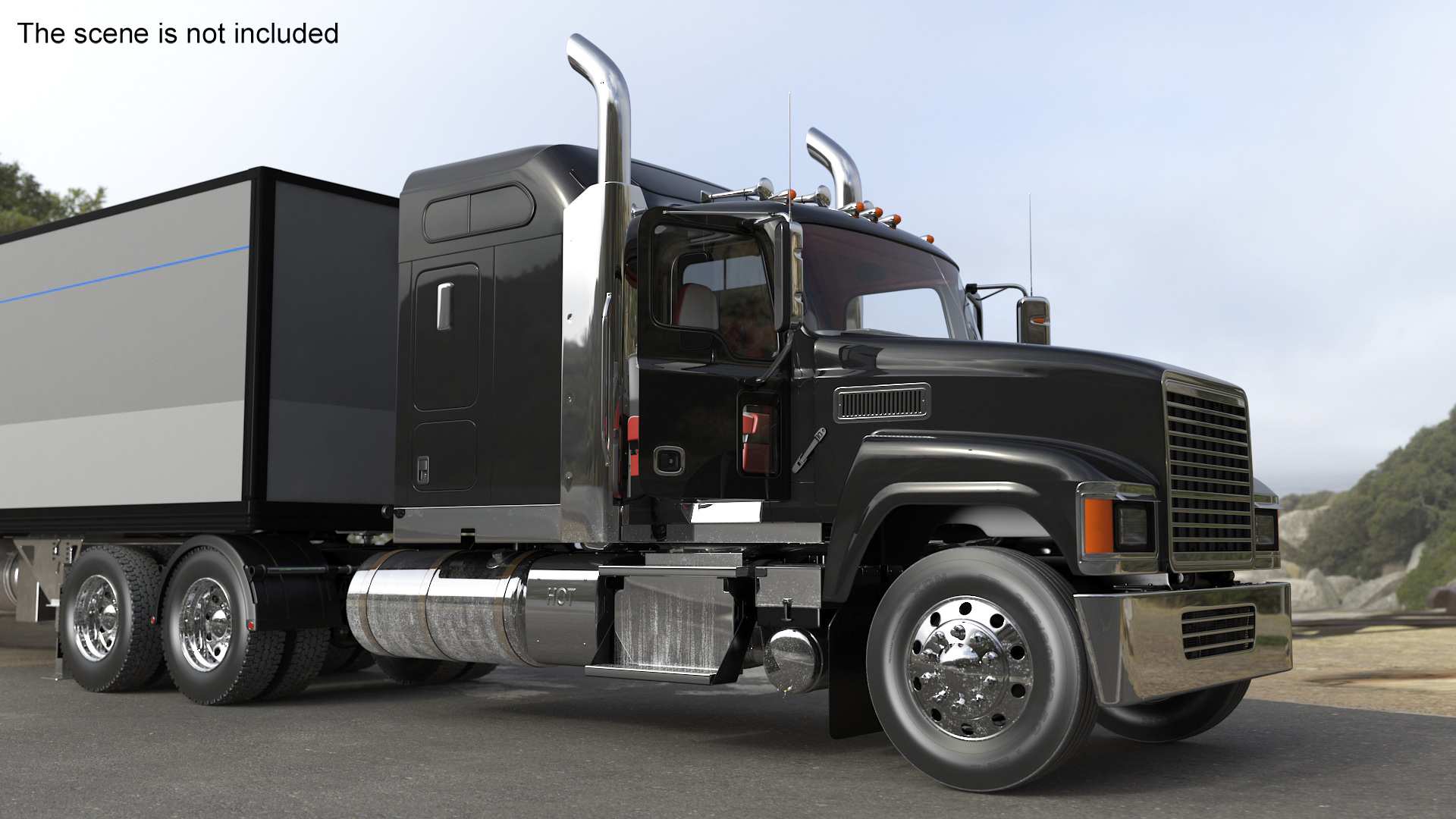 3D Freight Truck with Futuristic Trailer Rigged for Maya model