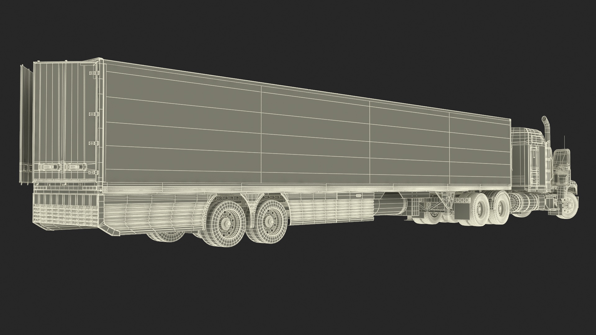 3D Freight Truck with Futuristic Trailer Rigged for Maya model