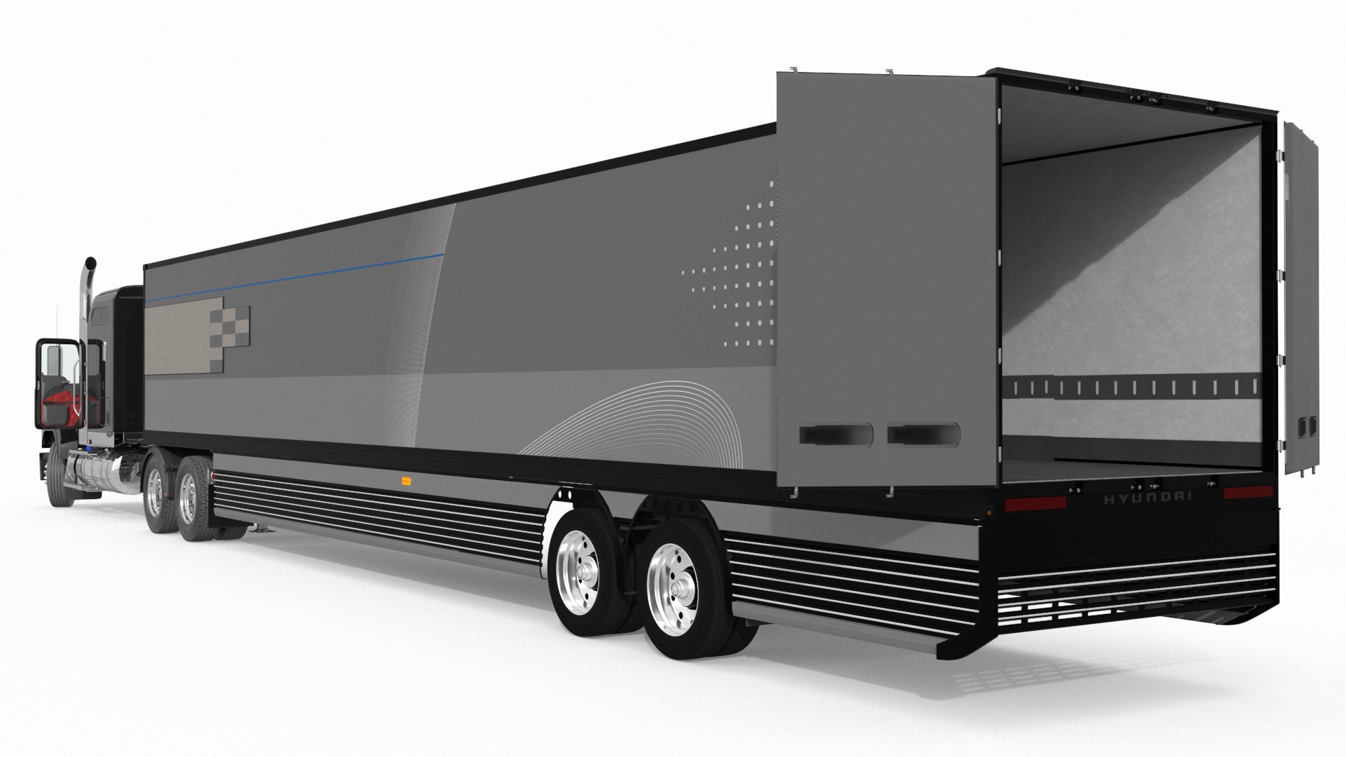 3D Freight Truck with Futuristic Trailer Rigged for Maya model