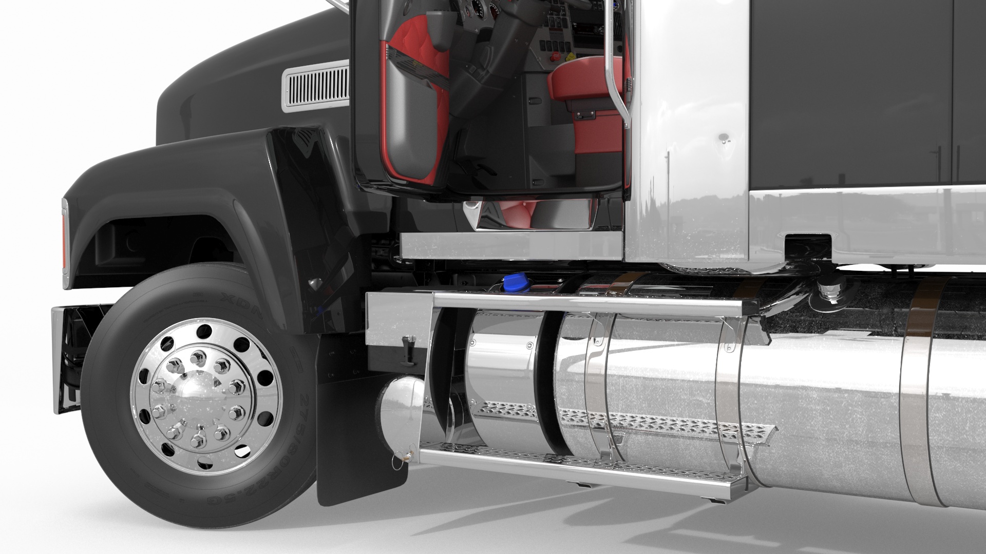 3D Freight Truck with Futuristic Trailer Rigged for Maya model