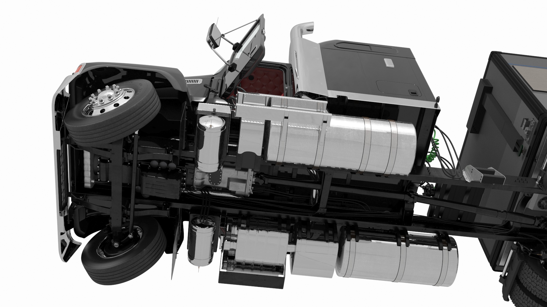 3D Freight Truck with Futuristic Trailer Rigged for Maya model