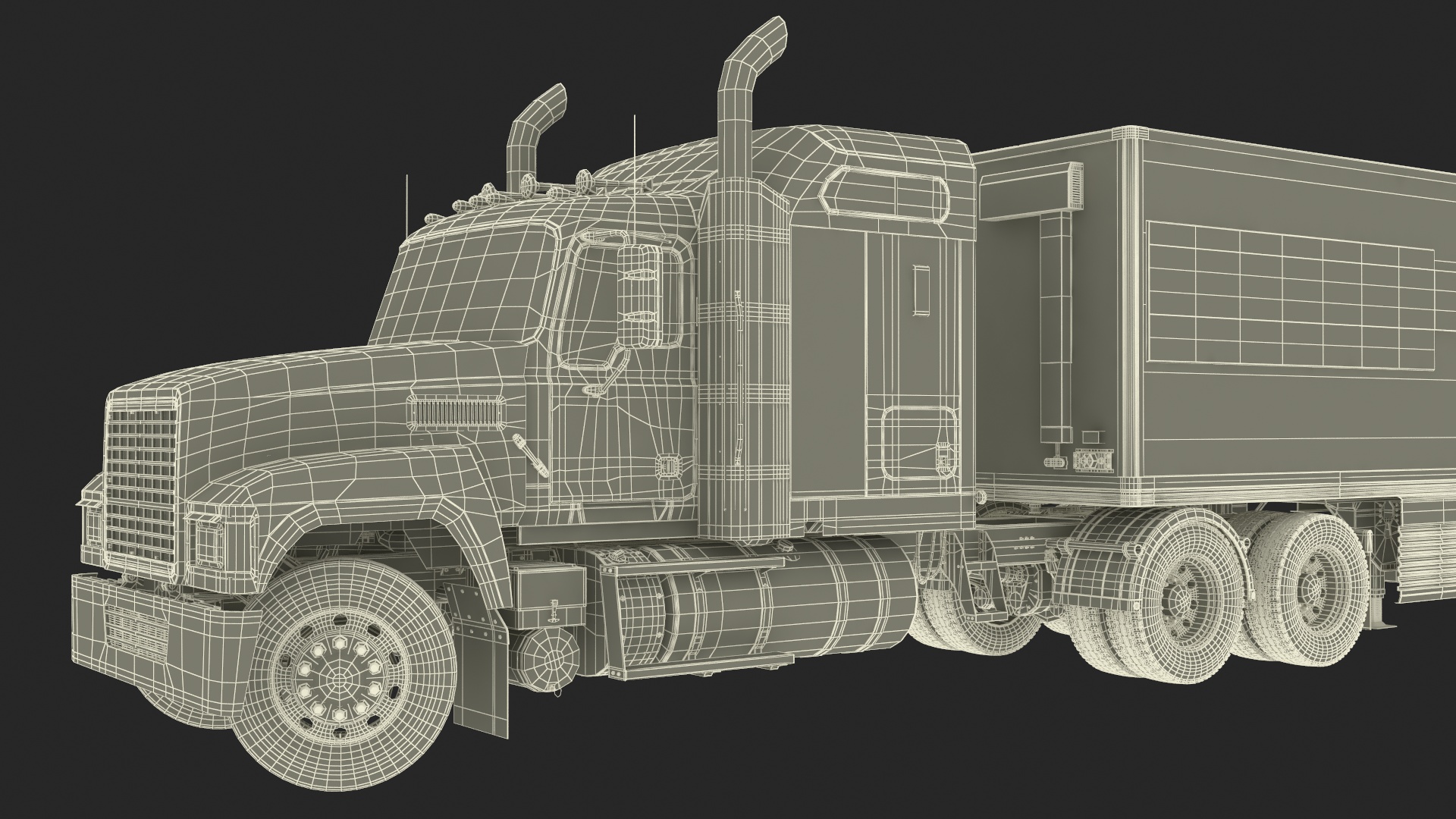 3D Freight Truck with Futuristic Trailer Rigged for Maya model