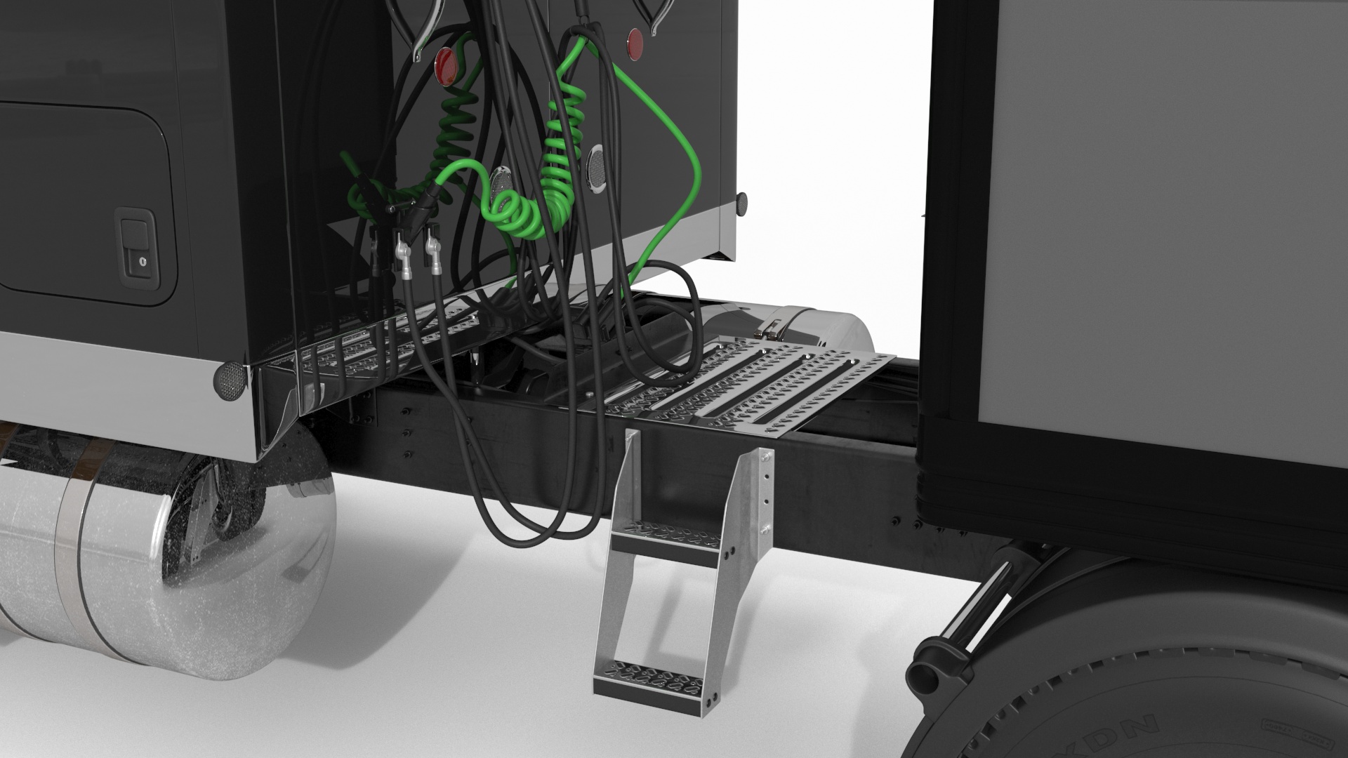 3D Freight Truck with Futuristic Trailer Rigged for Maya model
