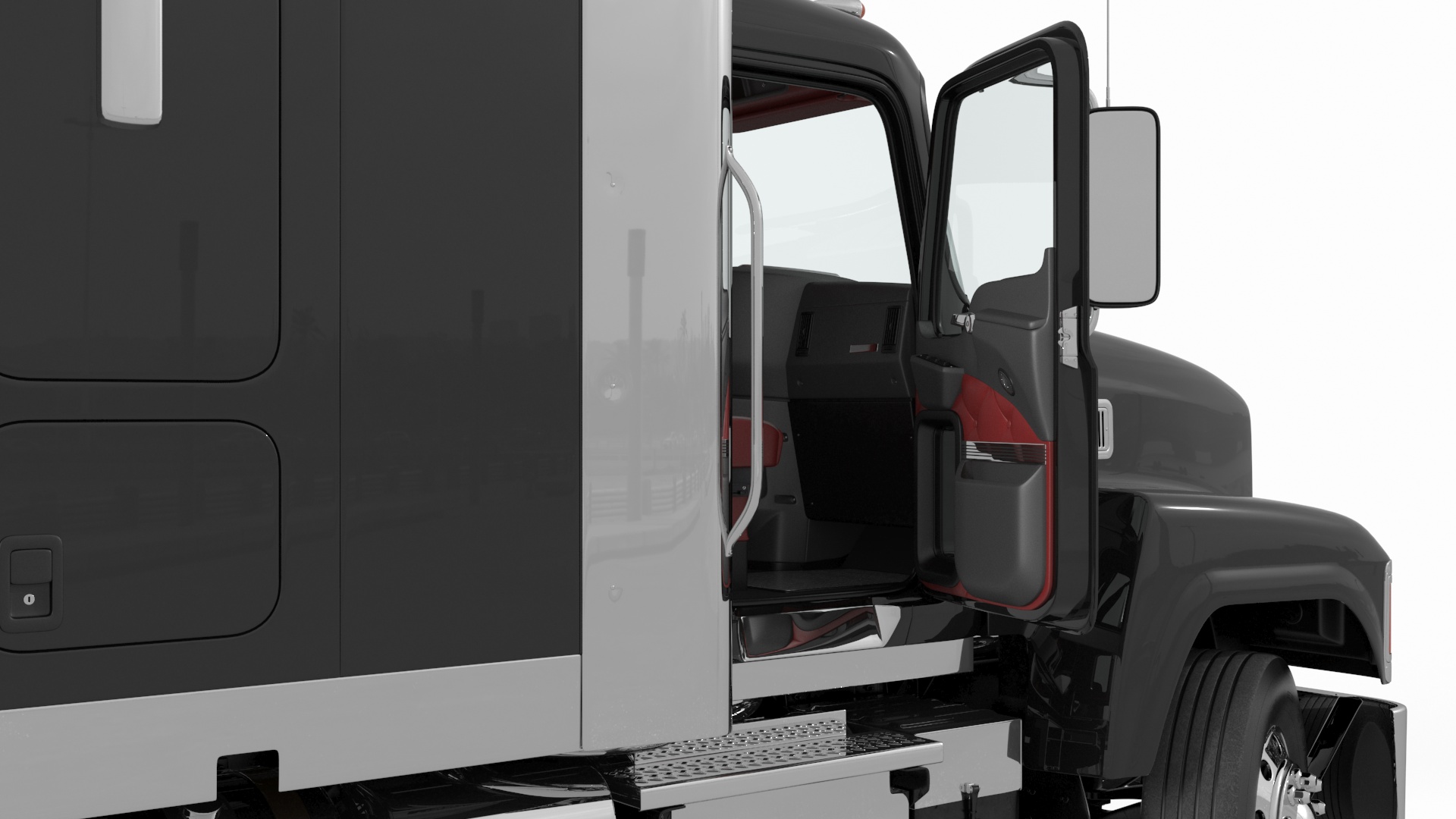 3D Freight Truck with Futuristic Trailer Rigged for Maya model