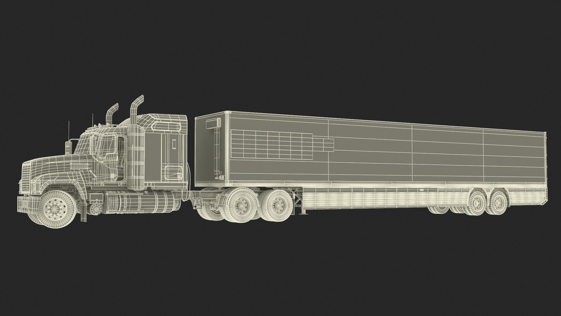 3D Freight Truck with Futuristic Trailer Rigged for Maya model