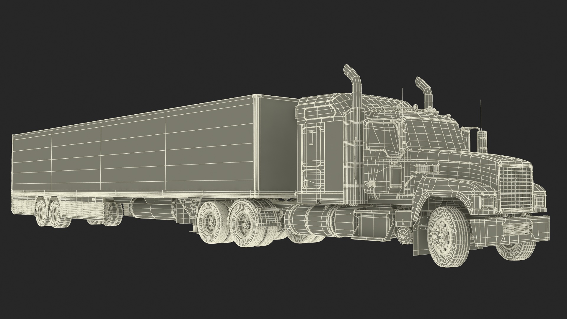 3D Freight Truck with Futuristic Trailer Rigged for Maya model