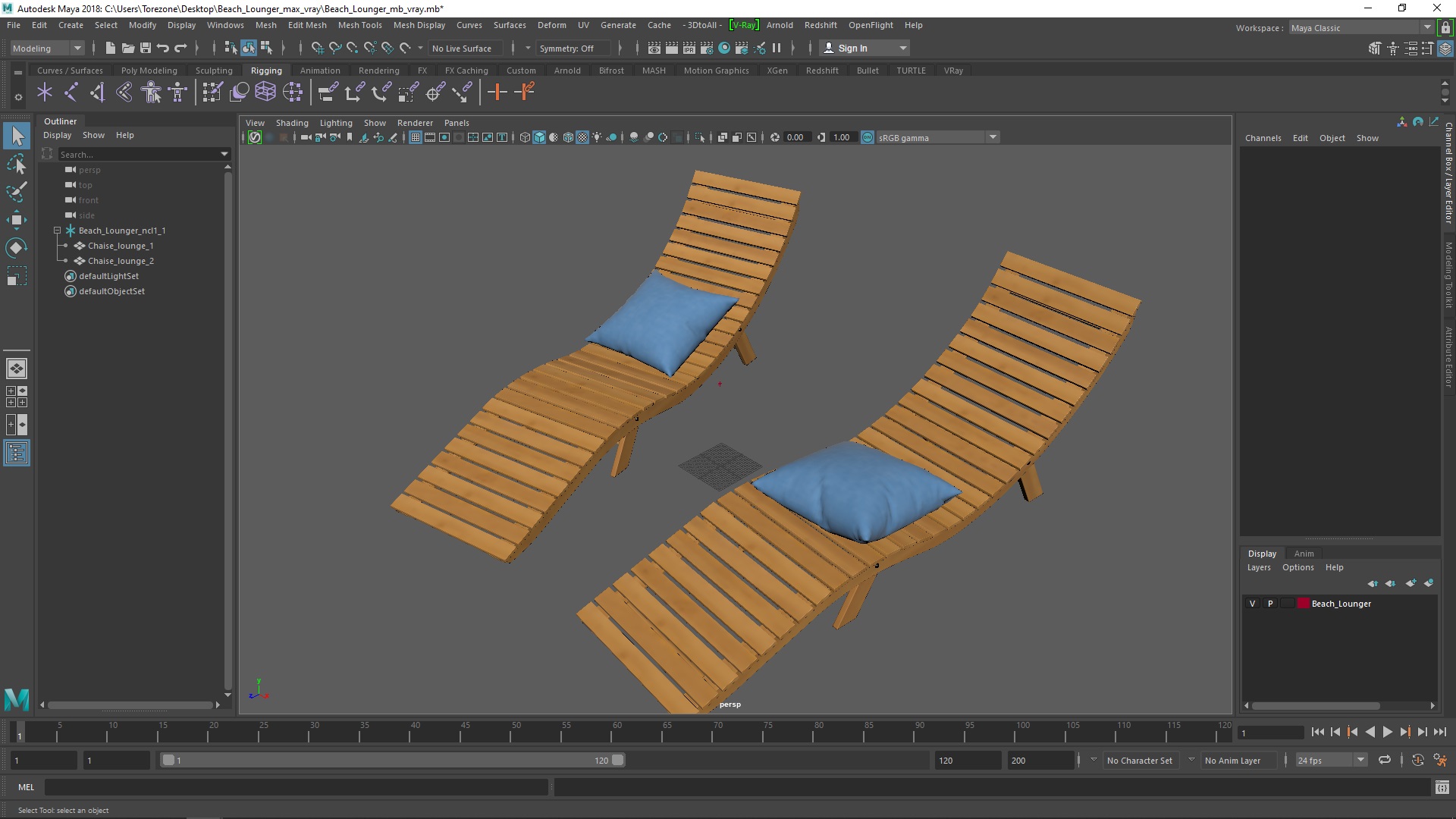 3D Beach Lounger model