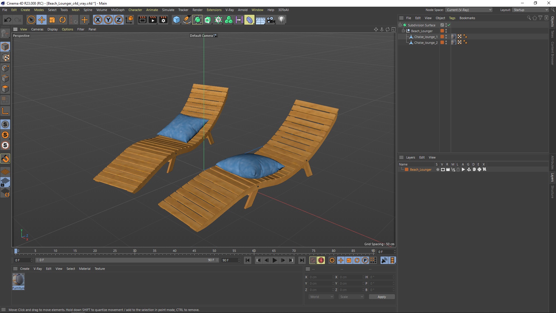 3D Beach Lounger model