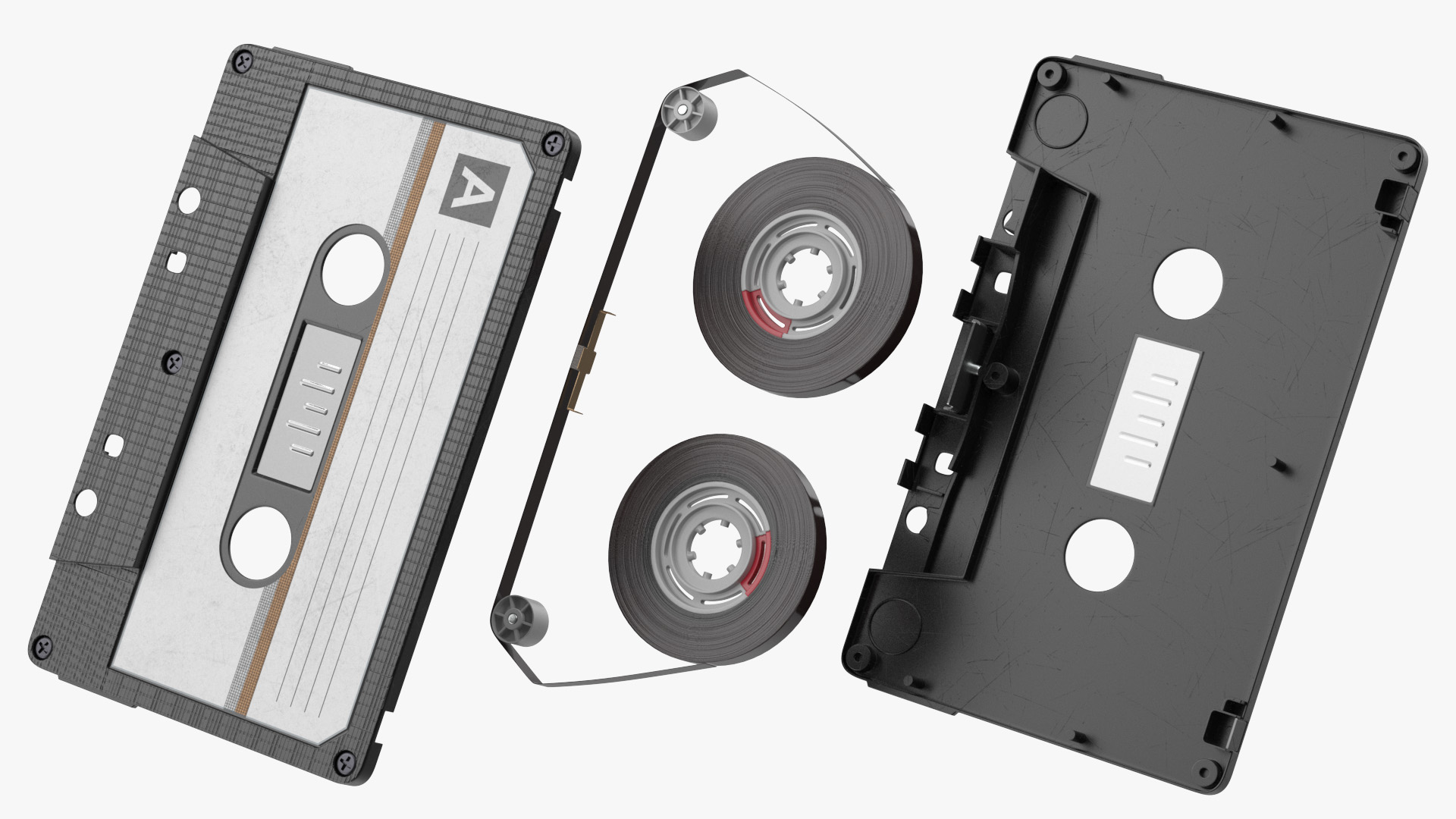 Black Cassette Tape 3D model