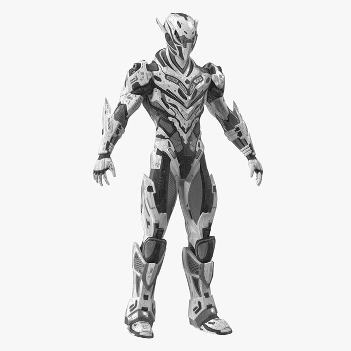 3D model Sci-Fi Combat Robot Character Rigged for Cinema 4D
