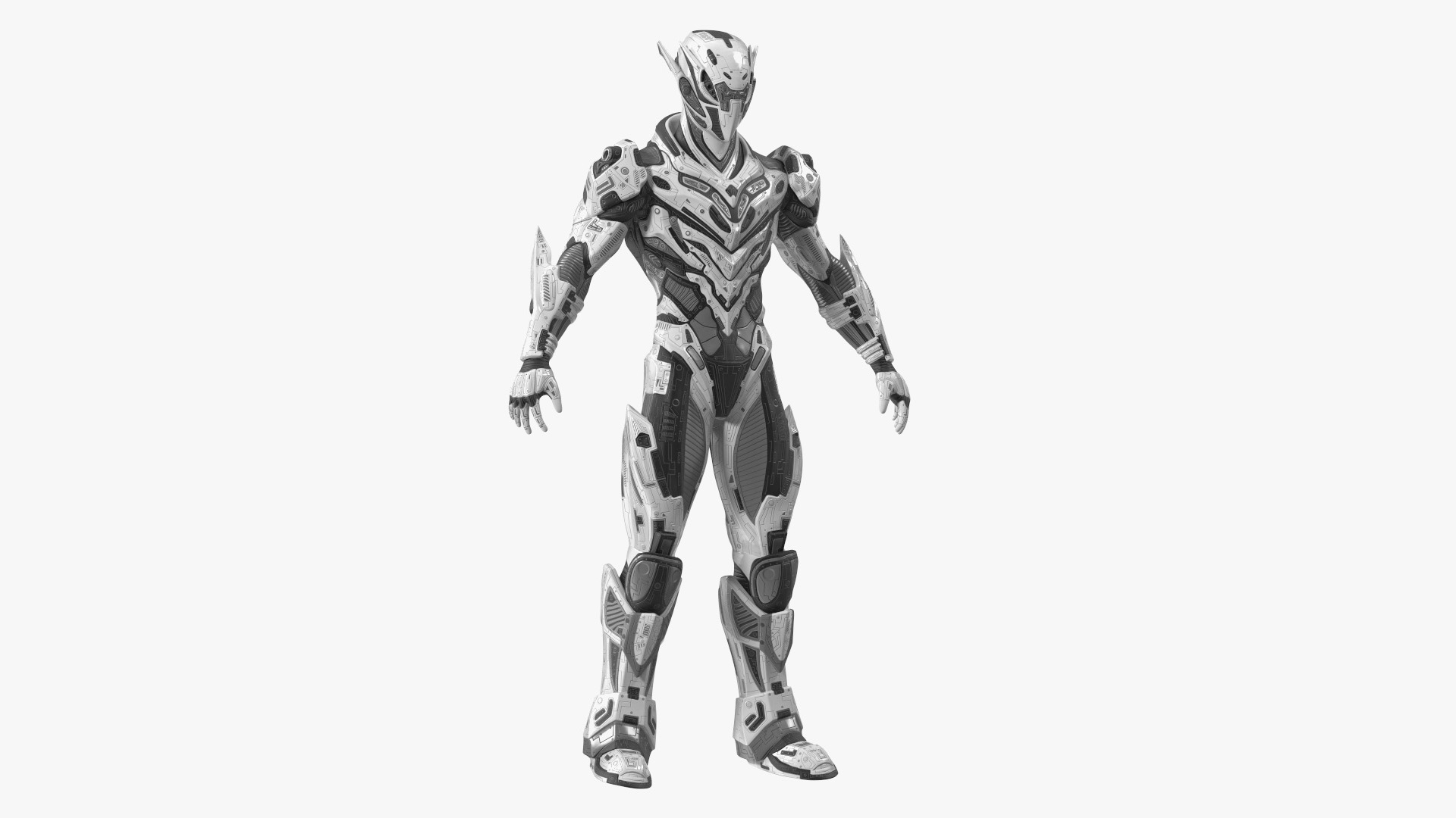 3D model Sci-Fi Combat Robot Character Rigged for Cinema 4D