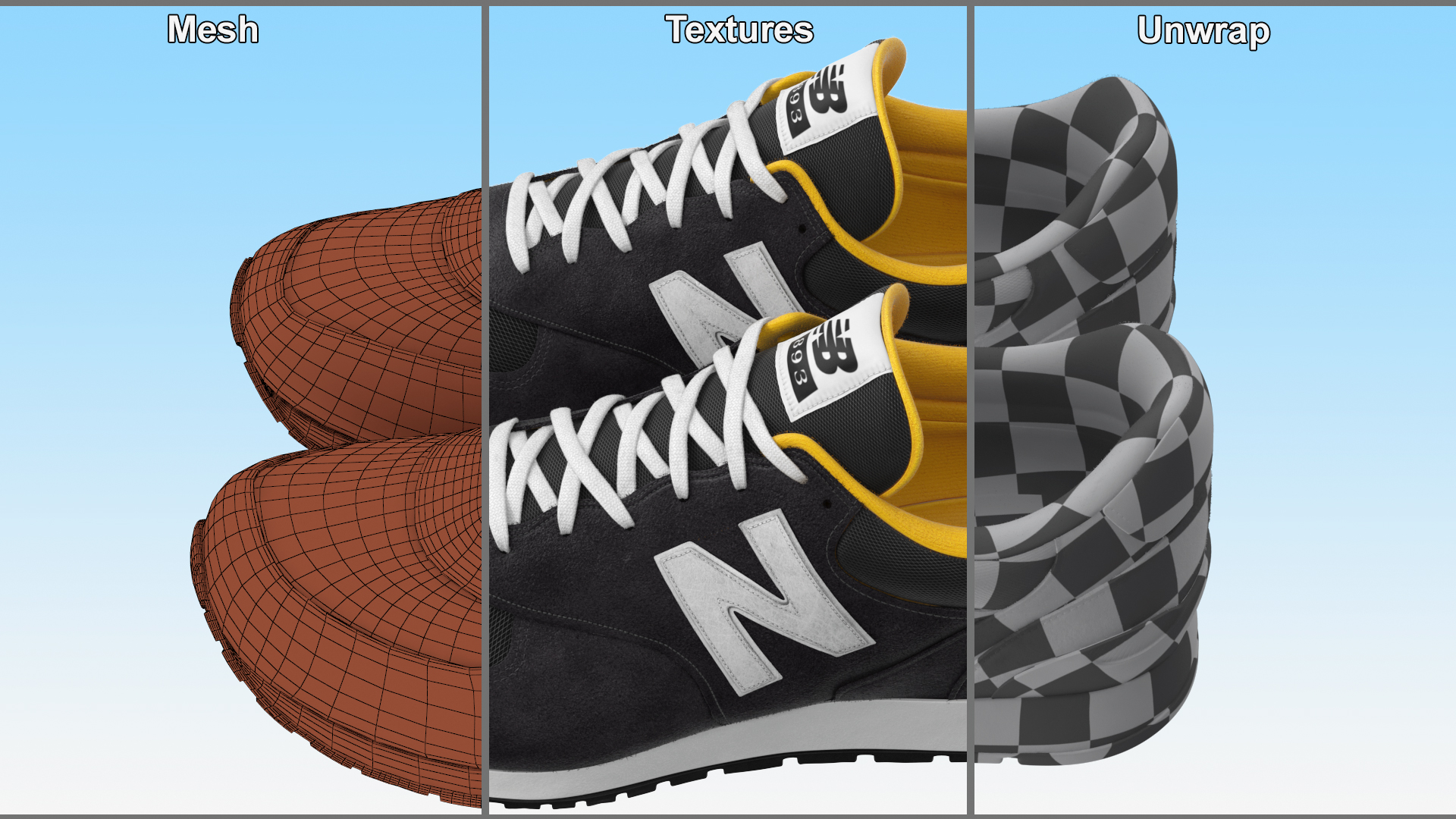3D model New Balance Black Core Sneakers Fur