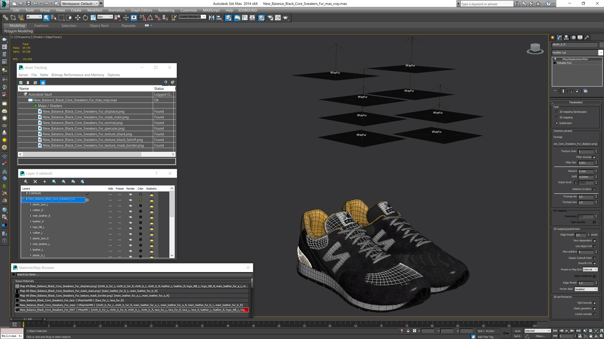 3D model New Balance Black Core Sneakers Fur