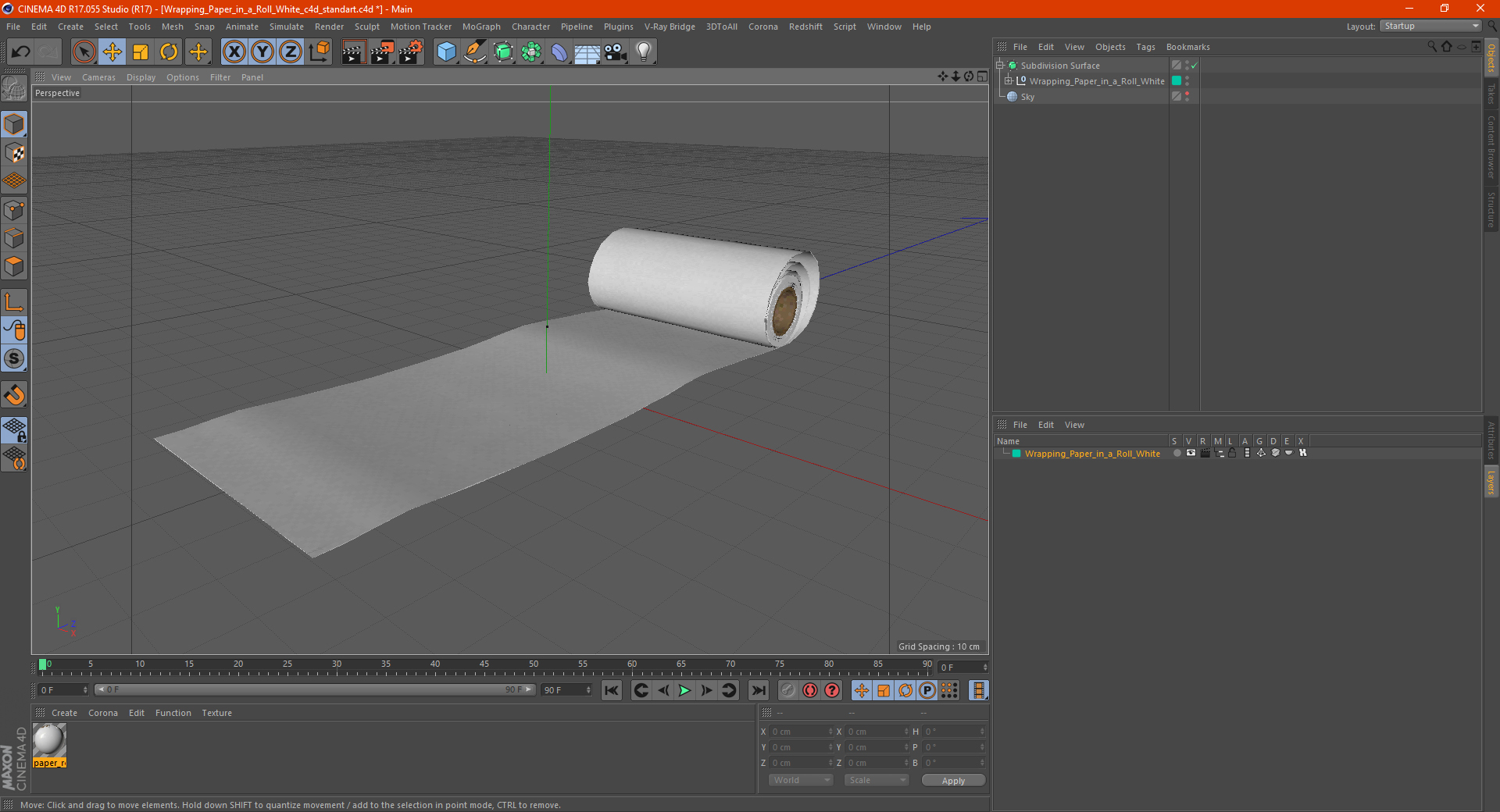 3D model Wrapping Paper in a Roll White