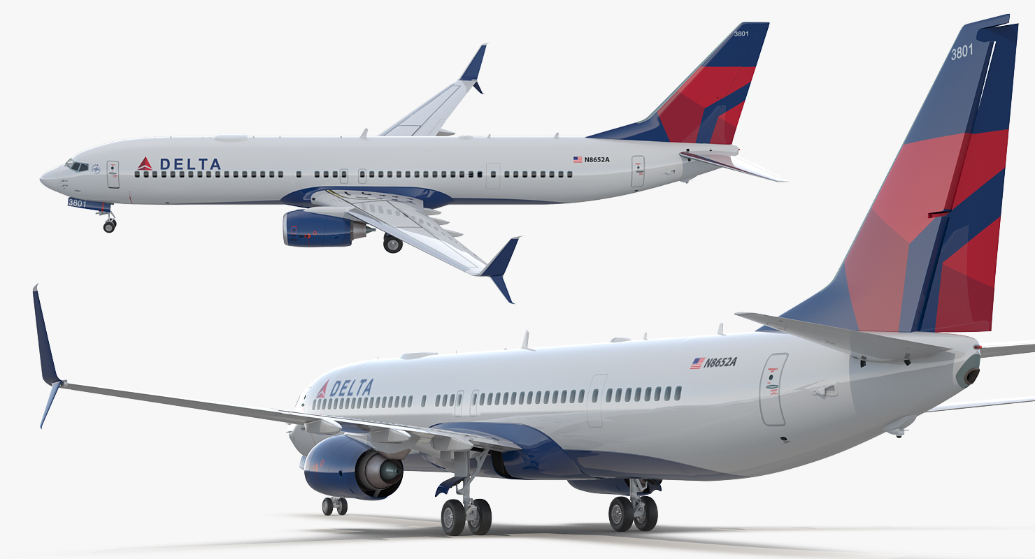 3D Boeing 737 900 with Interior and Cockpit Delta Air Lines Rigged model