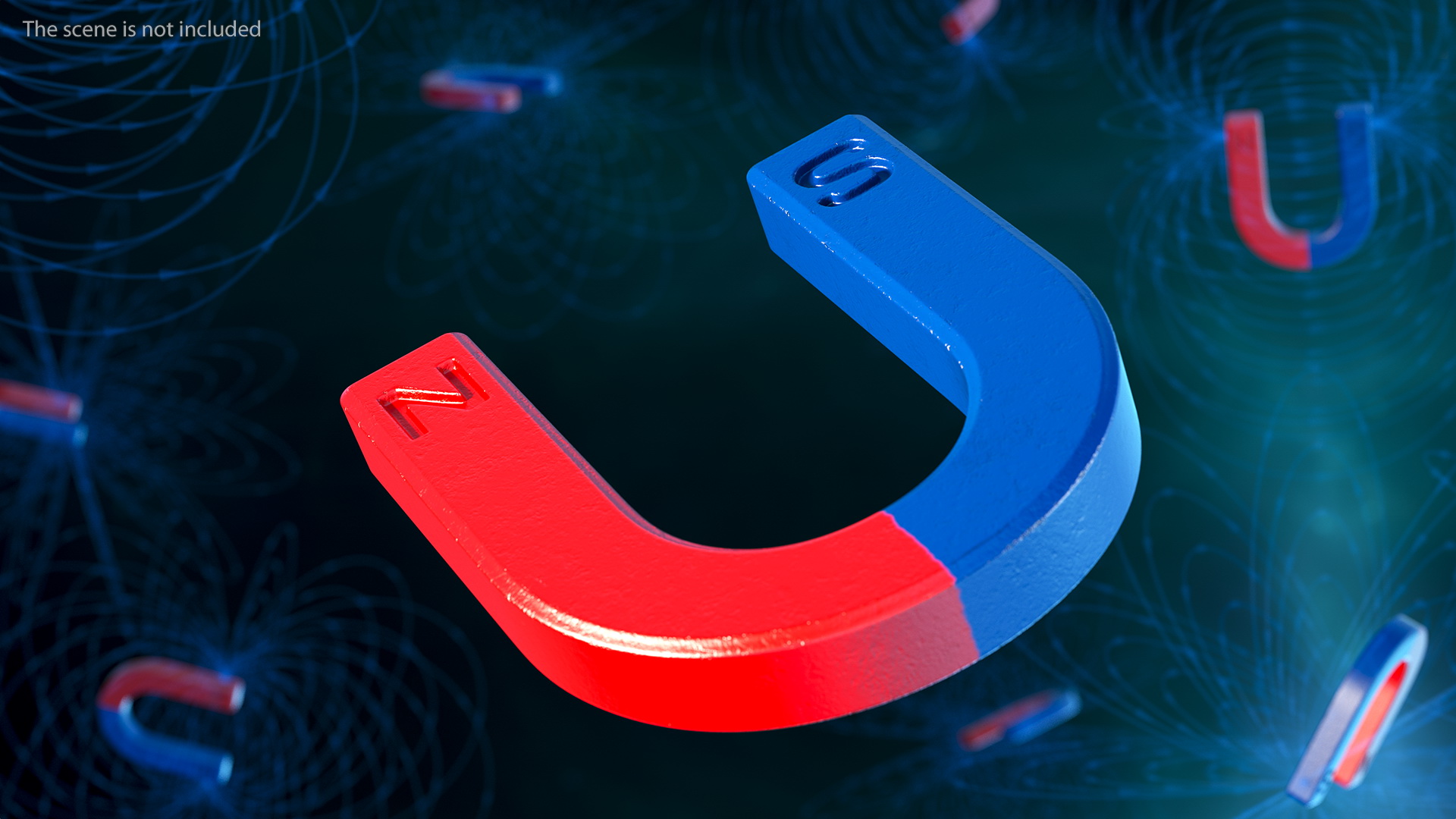Magnetic Field U Shape Magnet 3D model