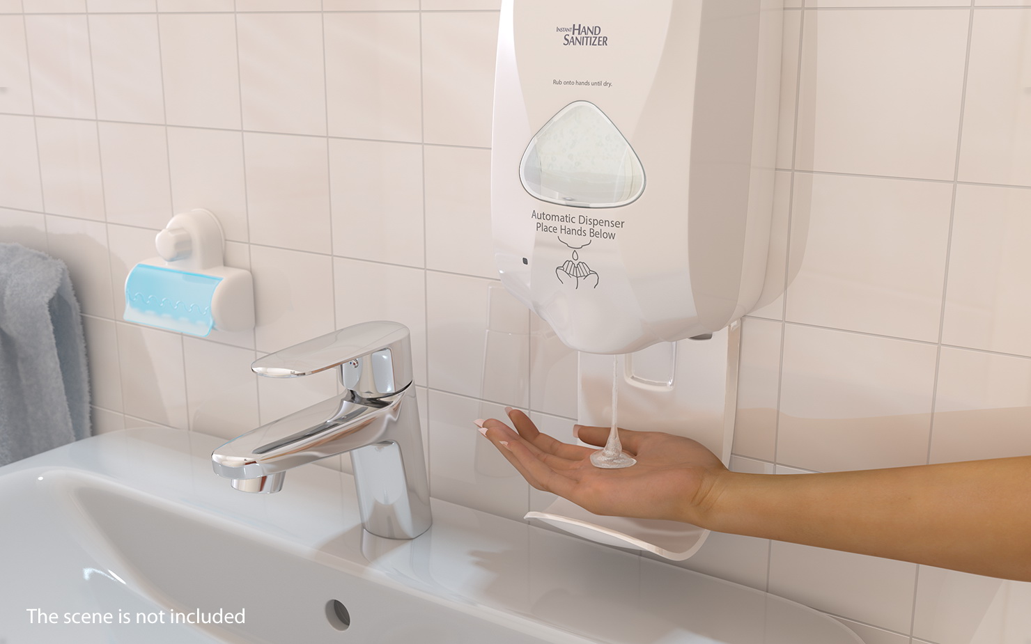 3D model Touch Free Dispenser Generic with Hand Rigged