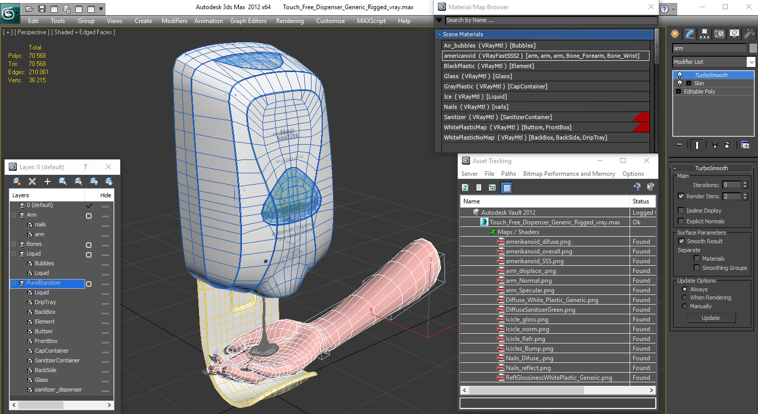 3D model Touch Free Dispenser Generic with Hand Rigged
