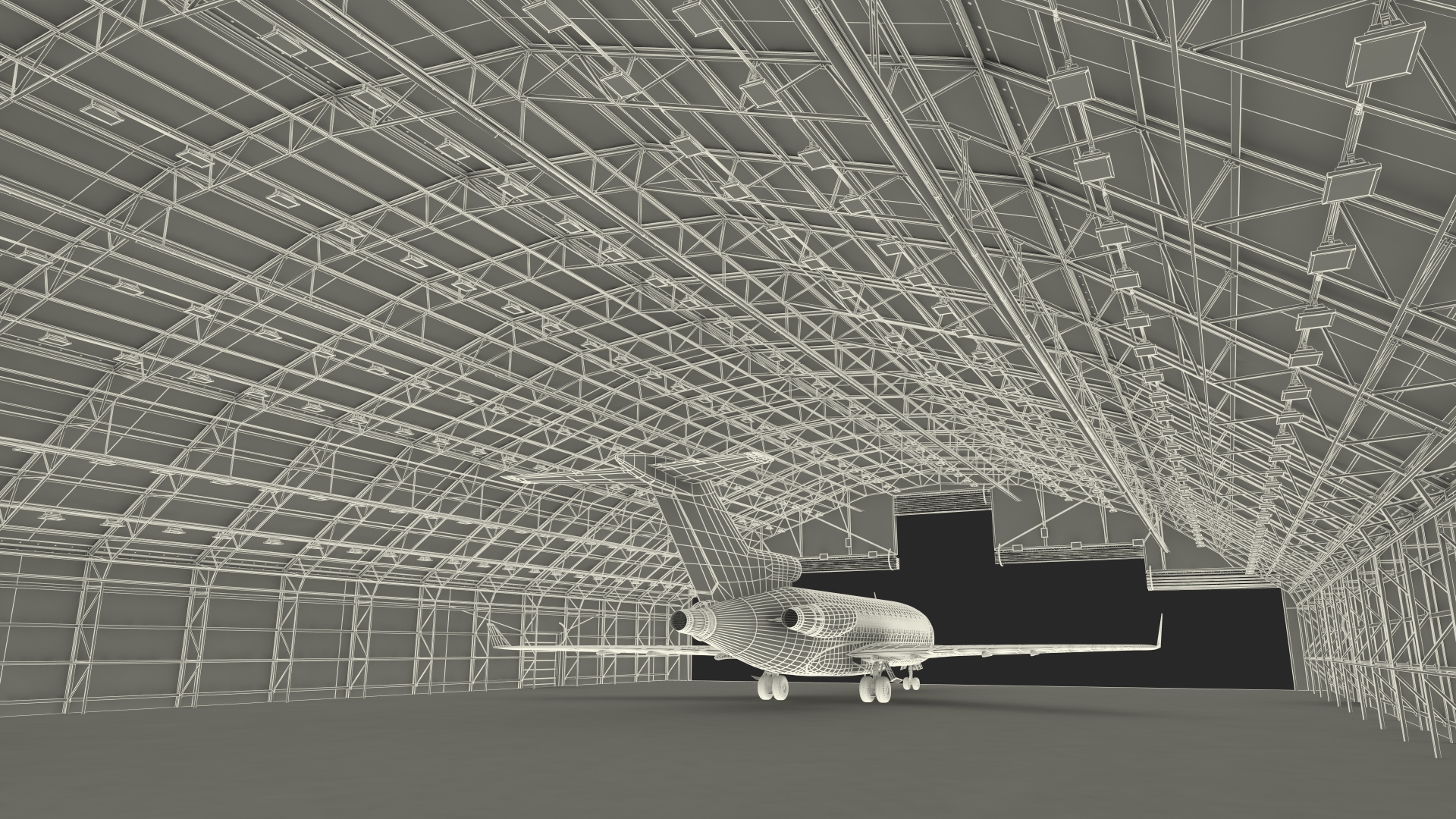 3D model Boeing 727 100 Private Generic Maintained In Aircraft Hangar