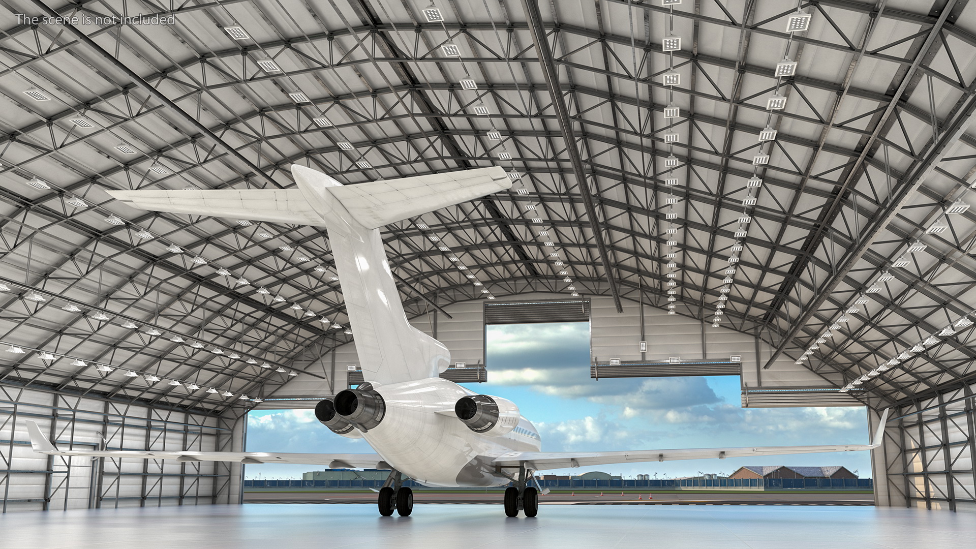 3D model Boeing 727 100 Private Generic Maintained In Aircraft Hangar