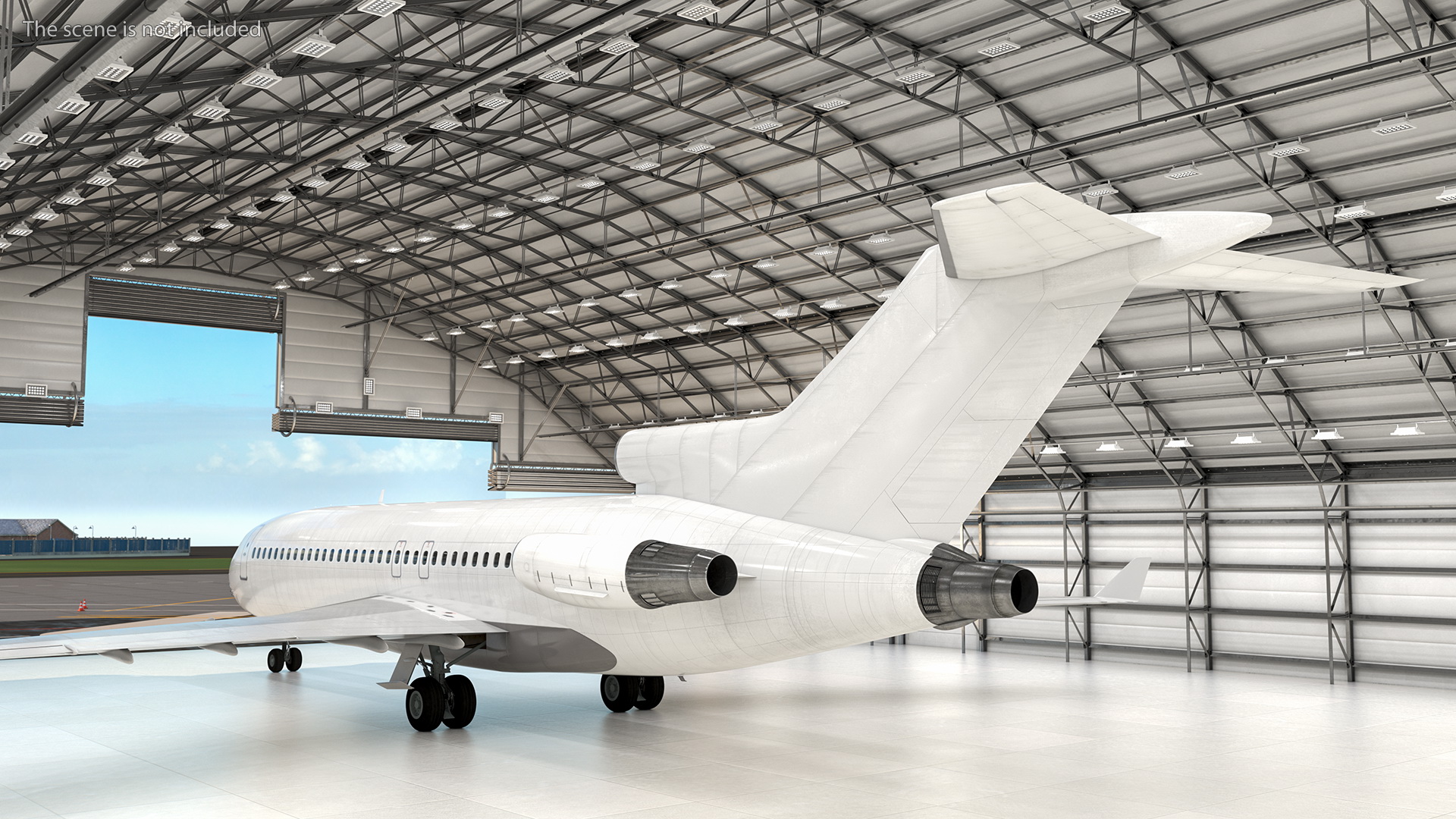 3D model Boeing 727 100 Private Generic Maintained In Aircraft Hangar
