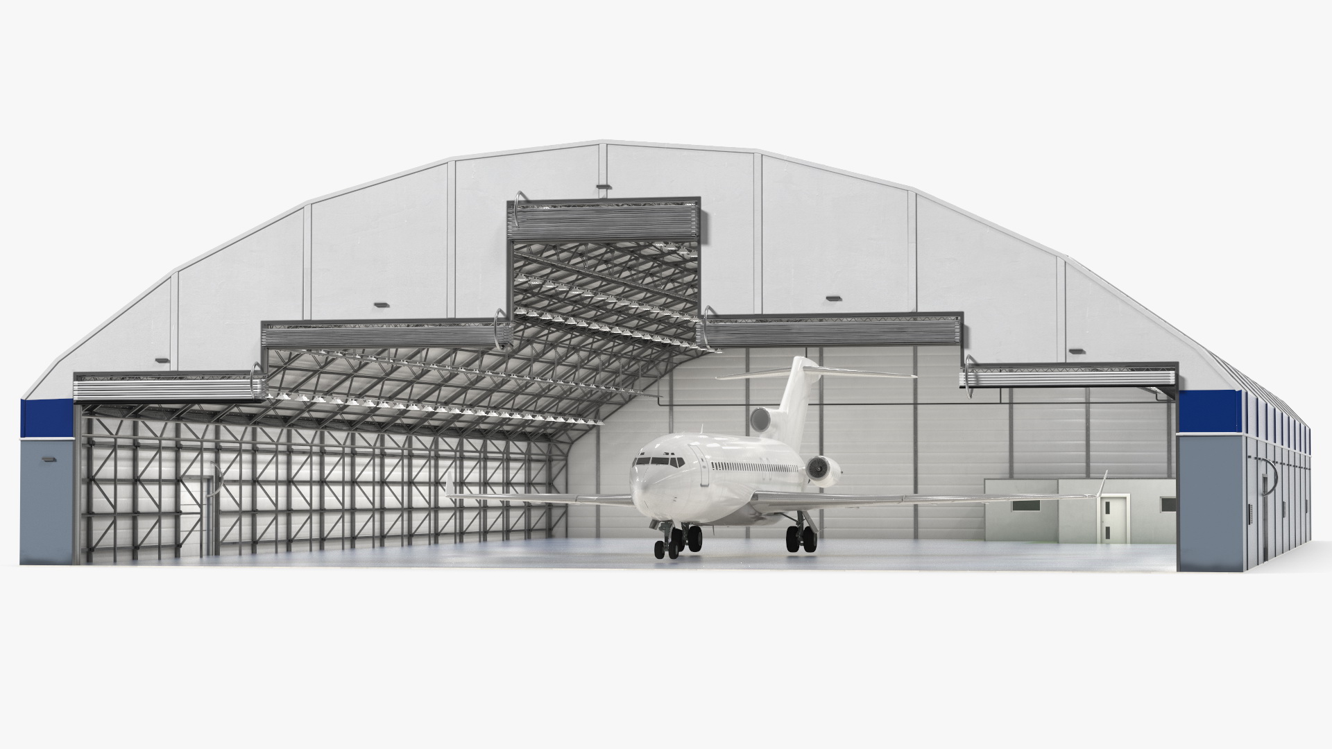 3D model Boeing 727 100 Private Generic Maintained In Aircraft Hangar