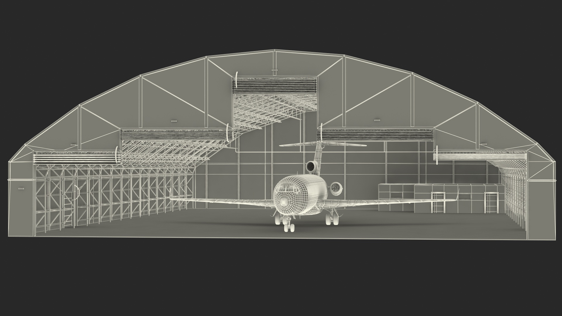 3D model Boeing 727 100 Private Generic Maintained In Aircraft Hangar