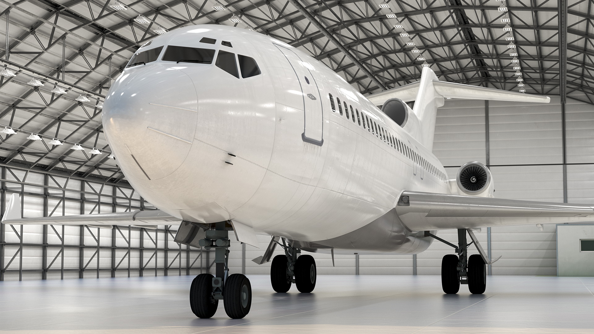 3D model Boeing 727 100 Private Generic Maintained In Aircraft Hangar