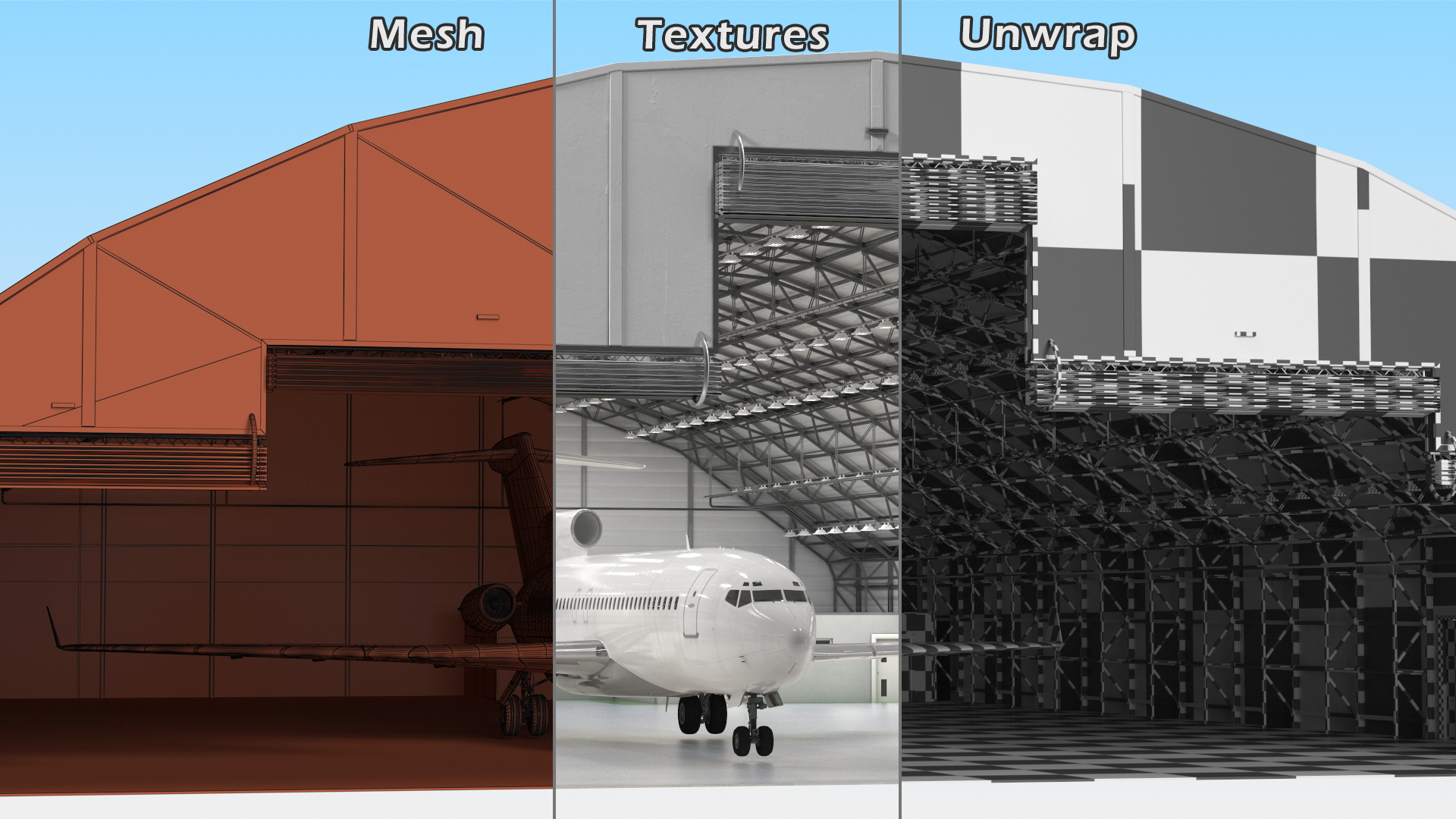 3D model Boeing 727 100 Private Generic Maintained In Aircraft Hangar