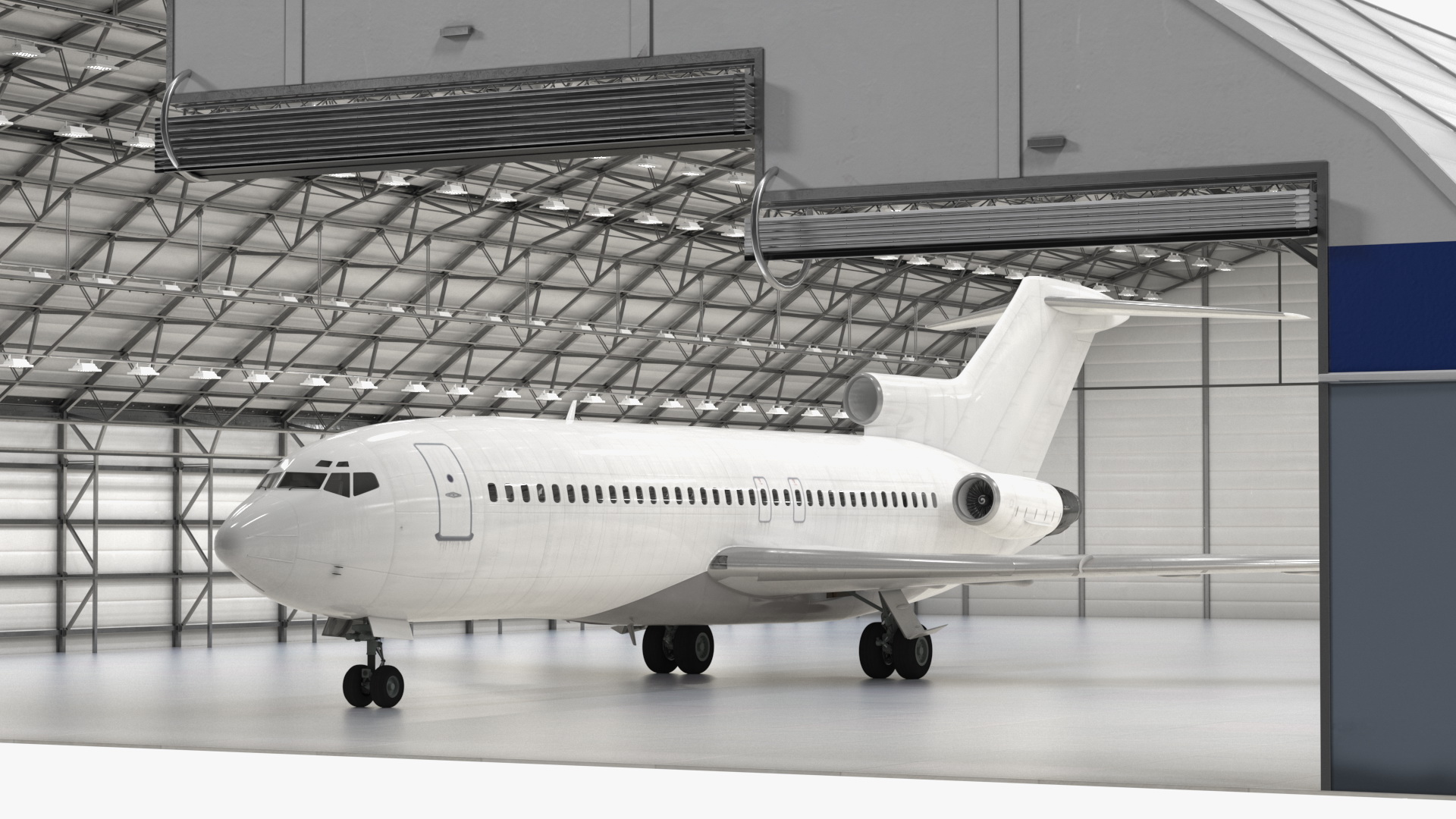 3D model Boeing 727 100 Private Generic Maintained In Aircraft Hangar
