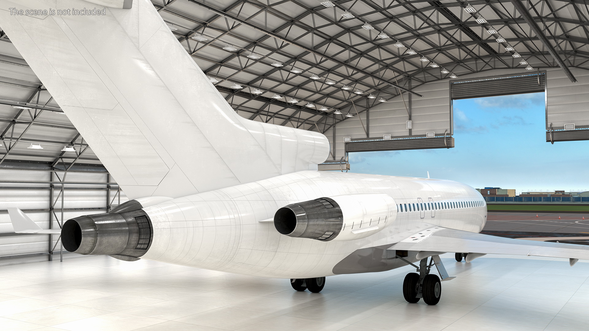 3D model Boeing 727 100 Private Generic Maintained In Aircraft Hangar