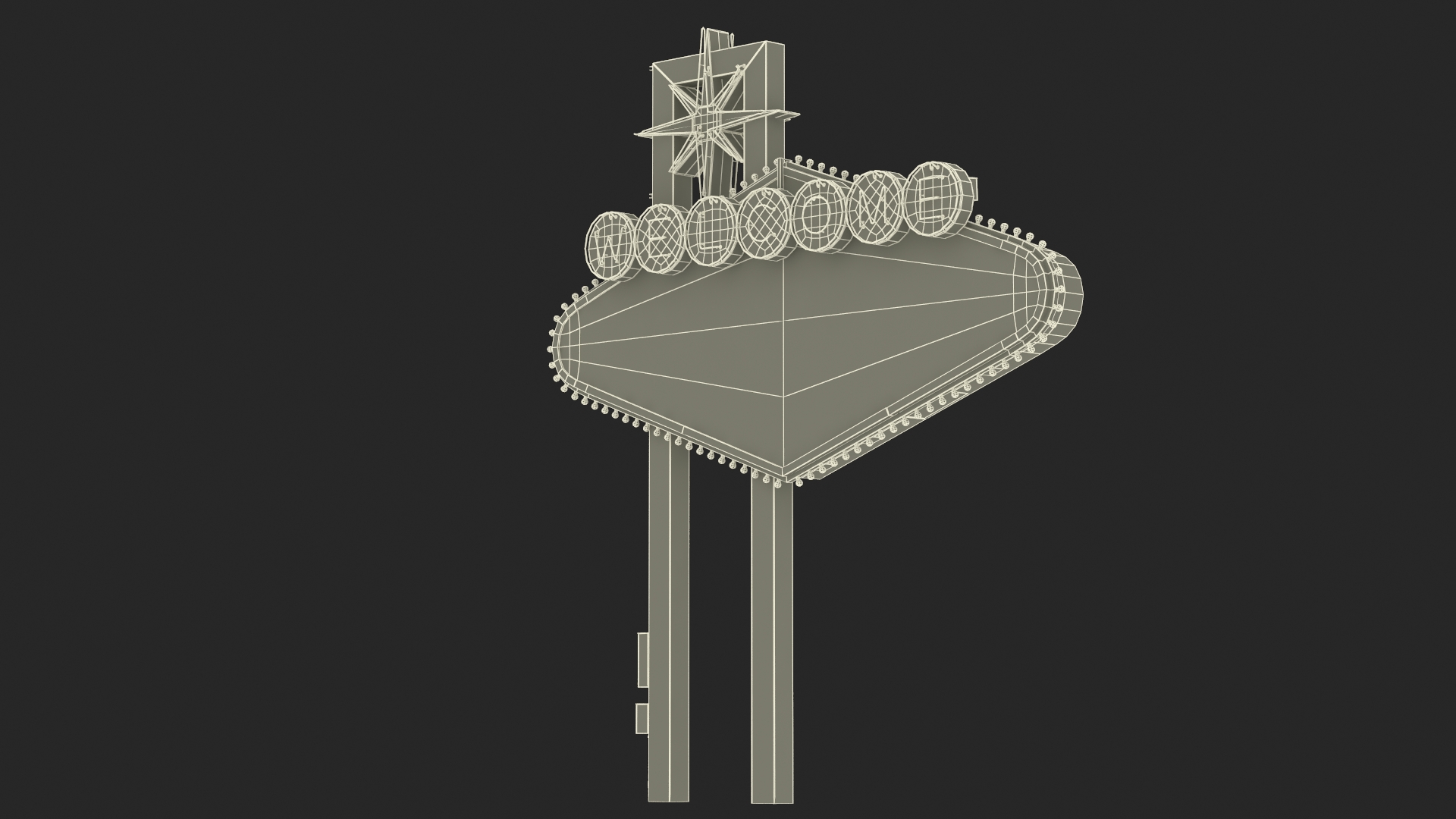 3D Welcome Las Vegas Sign Light On