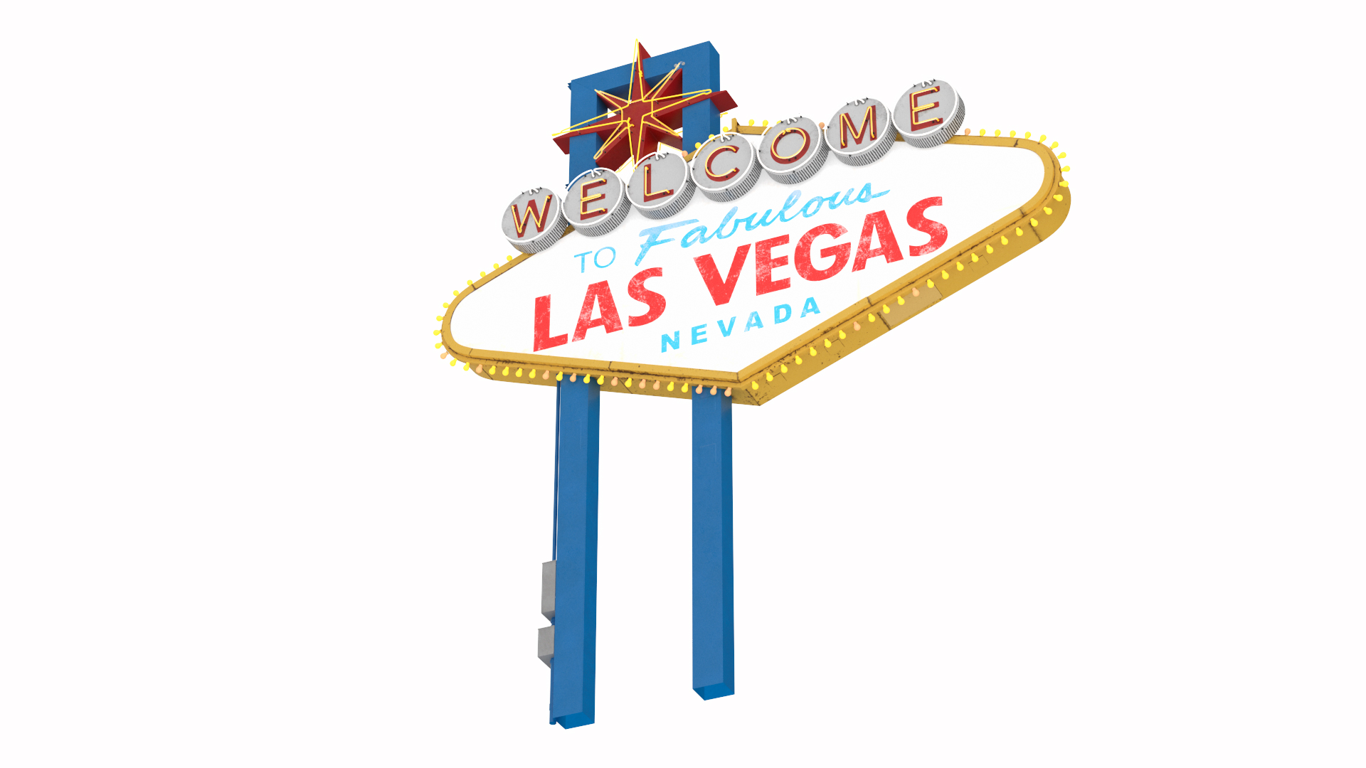 3D Welcome Las Vegas Sign Light On