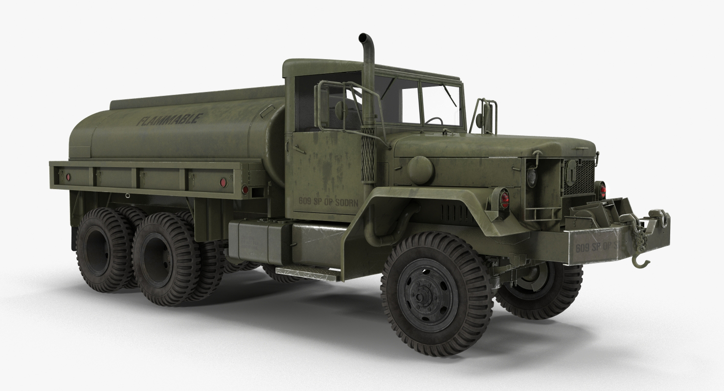 US Army Fuel Tank Truck m49 Rigged 3D model